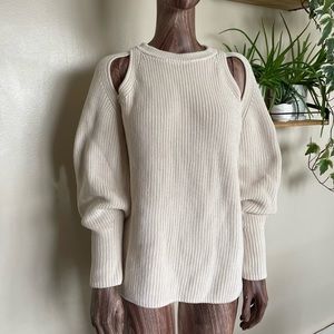 COS - Awesome Cutout, Ribbed Cotton Sweater - Cream/Off-White - Small